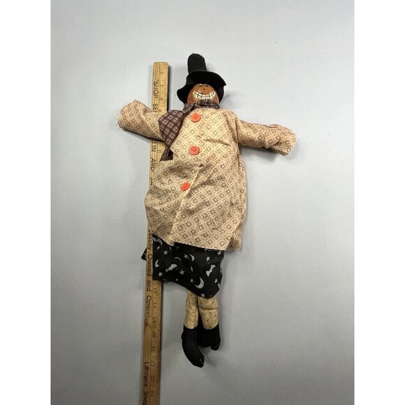 Pumpkin Head Scarecrow 21" Halloween Decoration Bean Bag Shelf Sitter Plush - Picture 5 of 8